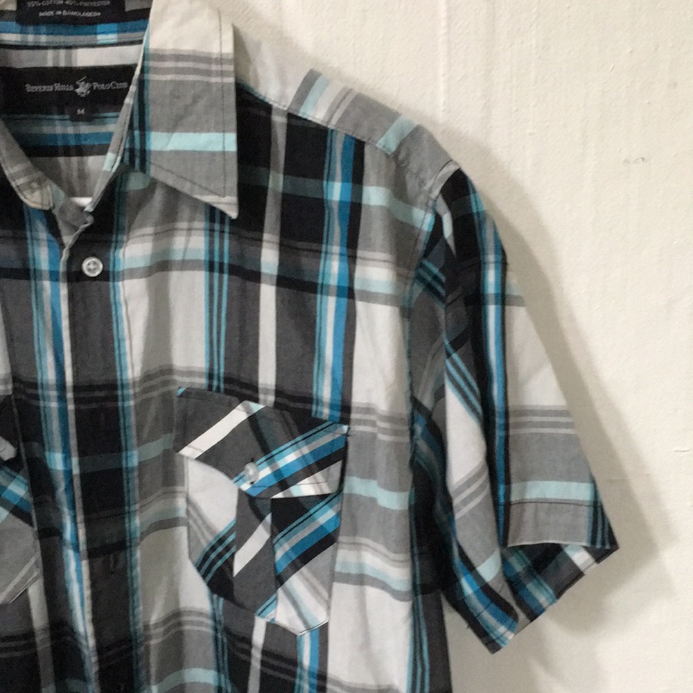 Men’s Collared button-down plaid shirt - Picture 3 of 9